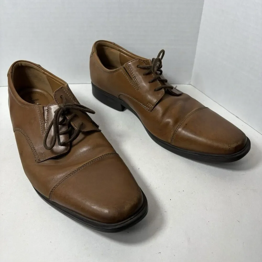 Clarks Collection Shoes Mens Size 11.5 Brown Oxfords Dress Whiddon Cap 15770 F2